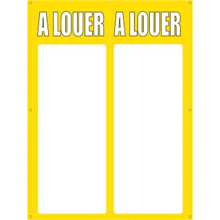 Panneau à louer double V 55 x 160 cm jaune à personnaliser