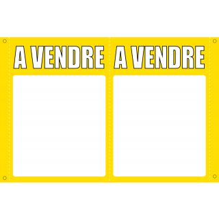Panneau à vendre double V 55 x 80 cm jaune à personnaliser