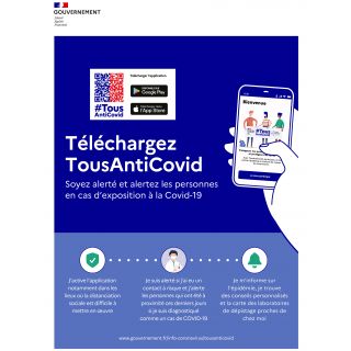 Panneau officiel Téléchargez TousAntiCovid 30 x 40 cm PVC