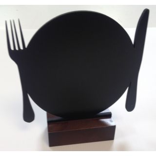 Ardoise de table Assiette et Couverts de face