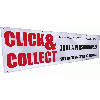 Banderole Click & Collect 3 x 0.8 m à personnaliser avec oeillets