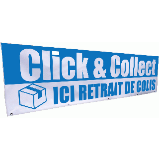 Banderole Click & Collect ici retrait de colis 3 x 0.8 m avec oeillet