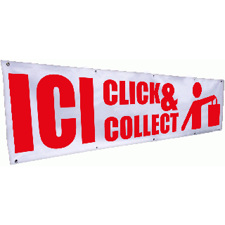 Banderole ici Click & Collect 3 x 0.8 m avec oeillets
