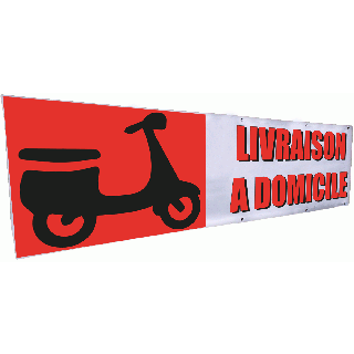 Banderole livraison à domicile 3 x 0.8 m avec oeillets