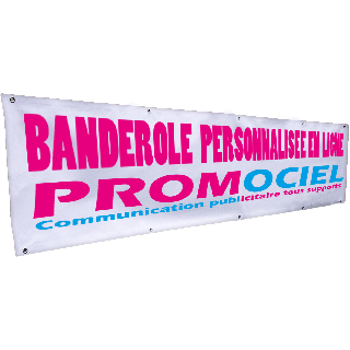 Banderole personnalisée 7 x 0.6 m sur bâche 380 grs/m²