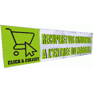 Banderole récupérez vos commandes à l'entrée du magasin 3 x 0.8 m avec oeillets