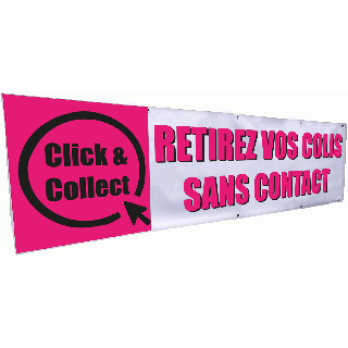 Banderole retirez vos colis sans contact 3 x 0.8 m avec oeillets