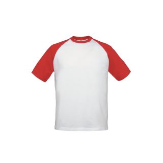 T-shirt baseball blanc et rouge