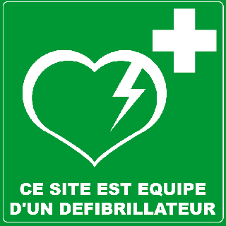 Panneau ce site est équipé d'un défibrillateur PVC