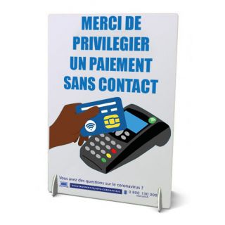 Chevalet A4 de comptoir Paiement sans contact Coronavirus