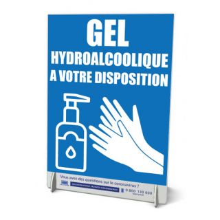 Chevalet A4 de comptoir Gel hydroalcoolique à votre disposition