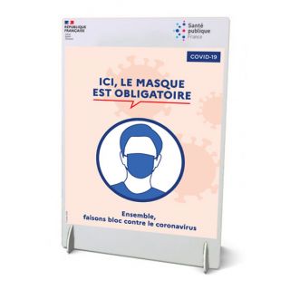 Chevalet A4 de comptoir officiel ici, le masque est obligatoire