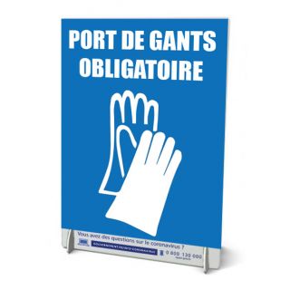Chevalet A4 de comptoir Port de gants obligatoire