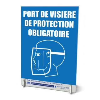 Chevalet A4 de comptoir Port de visière de protection obligatoire