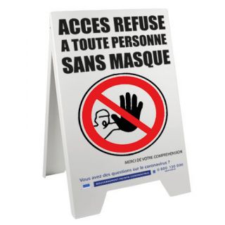 Chevalet 100 x 55 cm de sol Accès refusé sans masque Coronavirus