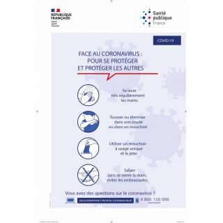 Panneau de prévention contre le Coronavirus 40 x 60 cm PVC - Panneaux Coronavirus : Promociel