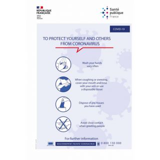 Panneau de protection face au Coronavirus 40 x 60 cm PVC en ANGLAIS