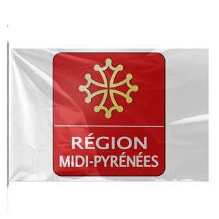véritable drapeau de la région Midi Pyrénées en tissu : Promociel