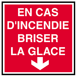 Panneau PVC en cas d'incendie briser la glace