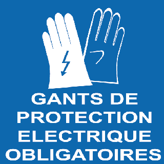 Panneau PVC gants de protection électrique obligatoires