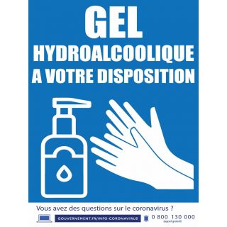 Affiche Gel hydroalcoolique à votre disposition 30 x 40 cm