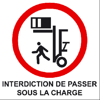 Panneau interdiction de passer sous la charge PVC