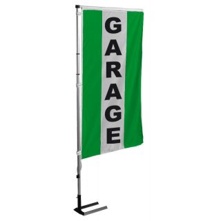 Bannière verticale garage montée sur un mât