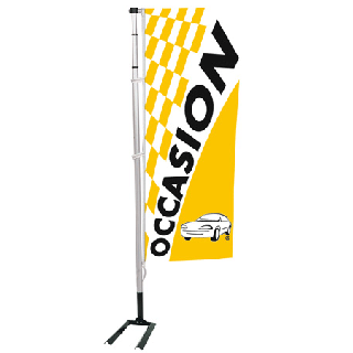 Kit mât & drapeau 4 m occasion jaune et noir à damiers