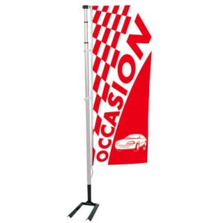 Kit mât & drapeau 4m occasion rouge à damiers