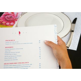 Menu restaurant A4 personnalisé les 1000 ex