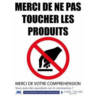 Autocollant ne pas toucher les produits Coronavirus 30 x 40 cm