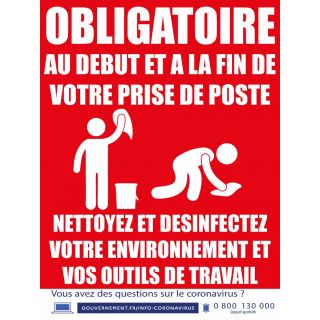 Affiche Poste de travail Coronavirus 30 x 40 cm