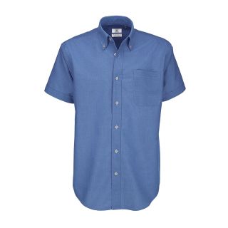 Chemise manches courtes Homme B&C Oxford bleue