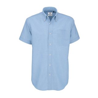 Chemise manches courtes Homme B&C Oxford bleu clair
