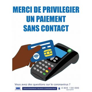 Panneau Paiement sans contact Coronavirus PVC 30 x 40 cm