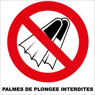 Panneau palmes de plongée interdites alu