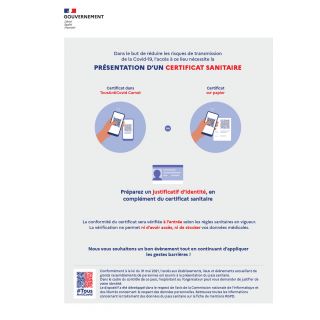 Autocollant présentation d'un certificat sanitaire officiel 40 x 30 cm