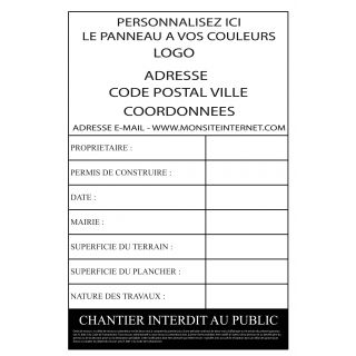 Panneau permis de construire à personnaliser AKIBLK