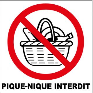 Panneau pique-nique interdit alu