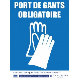 Panneau Port de gants obligatoire PVC 30 x 40 cm