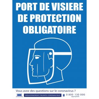 Panneau Port de visière de protection obligatoire PVC 30 x 40 cm