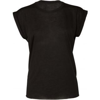 T-shirt femme Flowy à manches roulottées BE8804 - Black