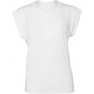 T-shirt femme Flowy à manches roulottées BE8804 - White