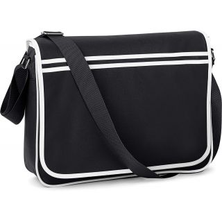 Sac messenger rétro BG71- Black / White