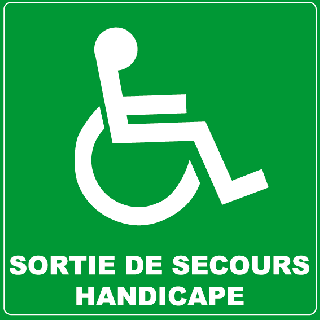Panneau sortie de secours handicapé PVC