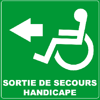Panneau PVC sortie de secours handicapé à gauche