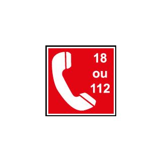 Panneau PVC d'incendie téléphone 18 ou 112