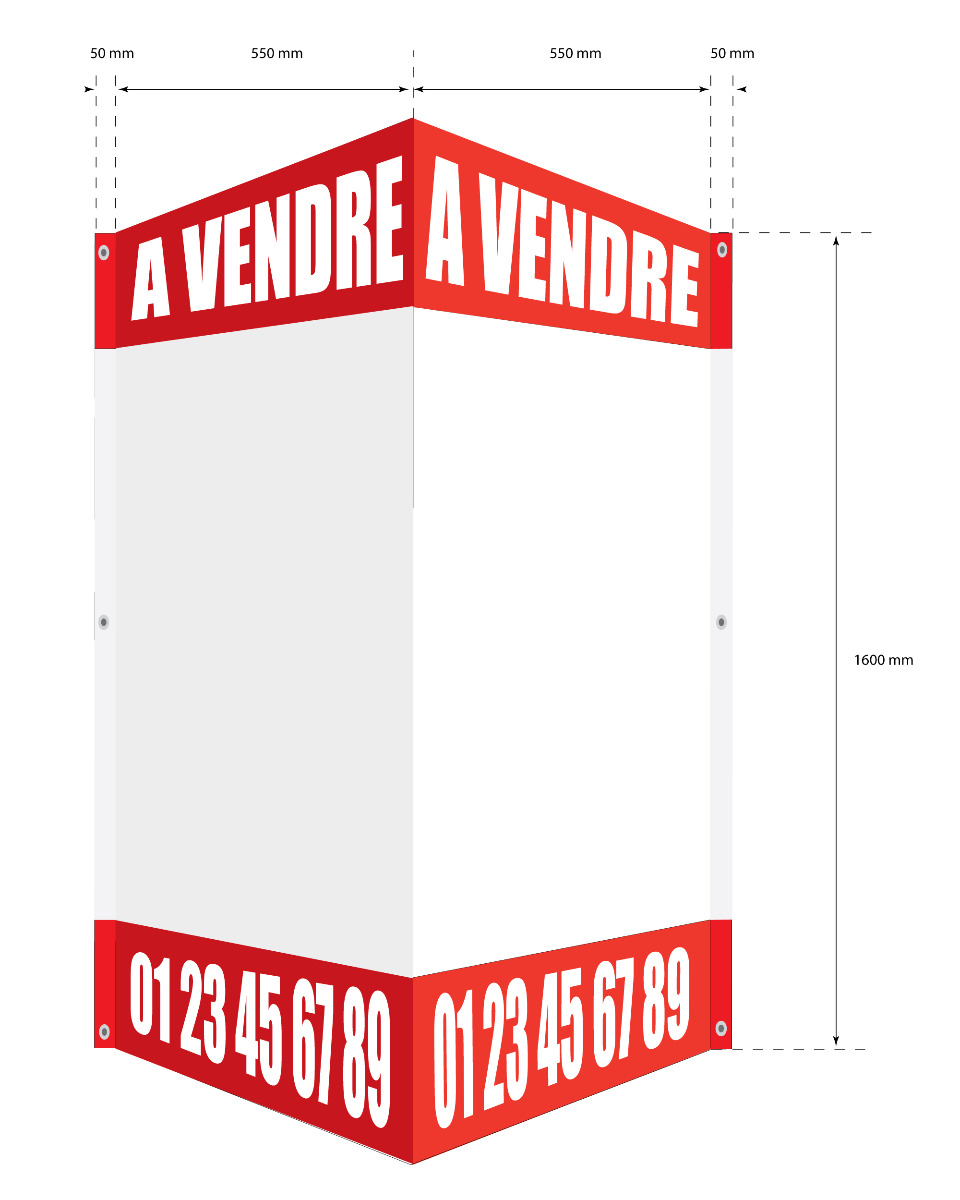 Panneau &agrave; louer double v 55 x 160 cm jaune &agrave; personnaliser - Promociel