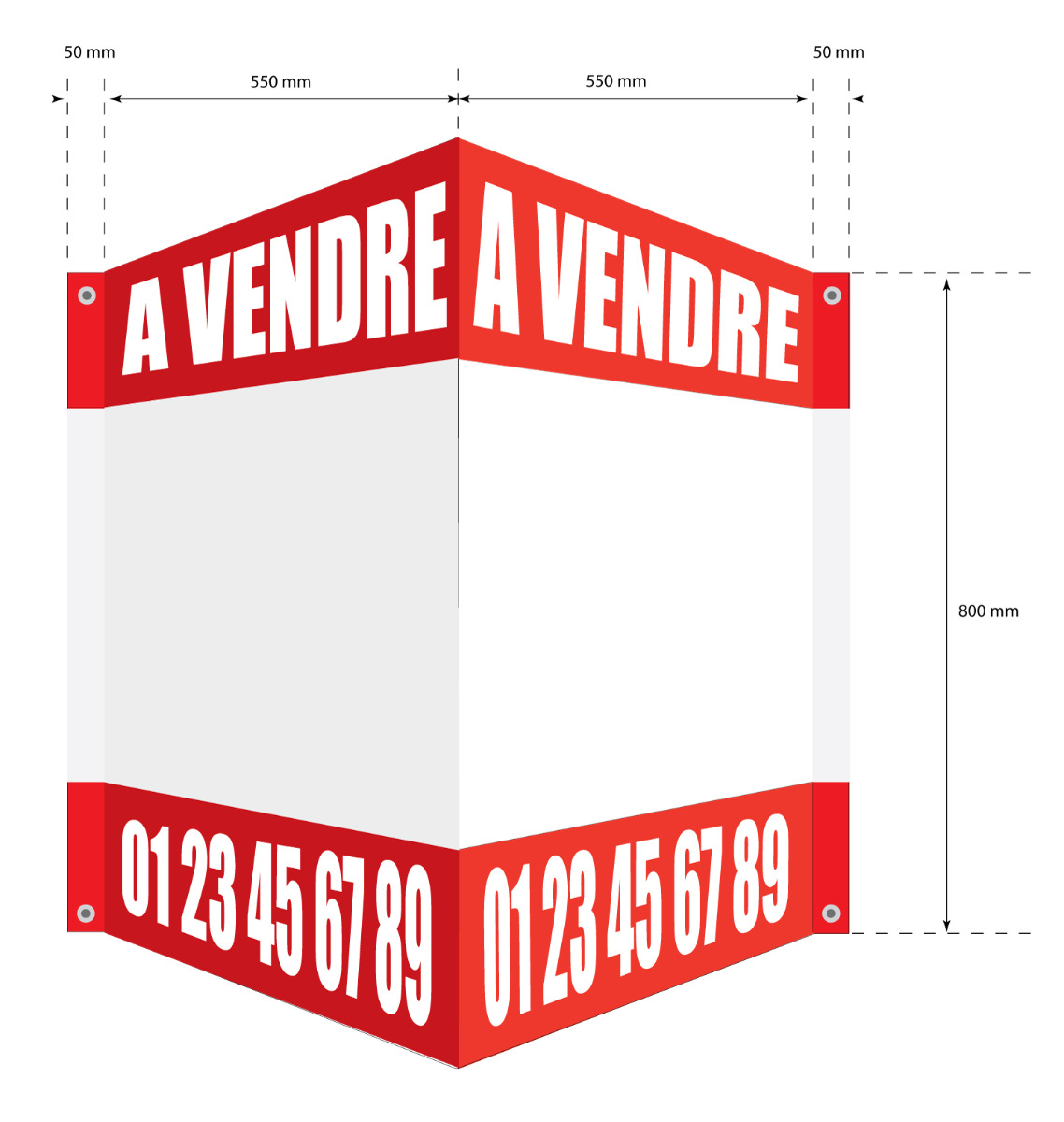 Panneau à vendre double v 55 x 80 cm or à personnaliser - Promociel
