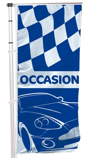 Kit mat et drapeau occasion car bleu 4 m - Promociel